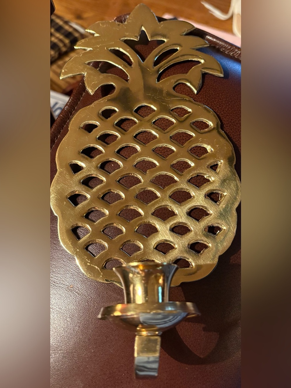 Pineapple Tapered Candle Brass Sconce
